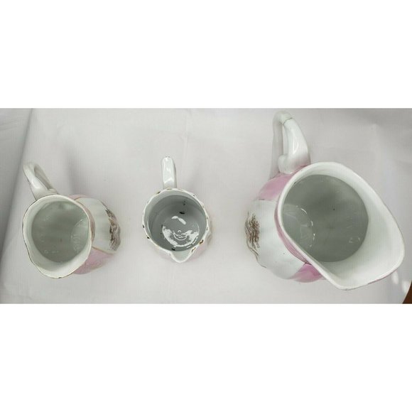 Vintage Pink White Courting Madame Pitcher Set Made In Germany - Picture 9 of 10